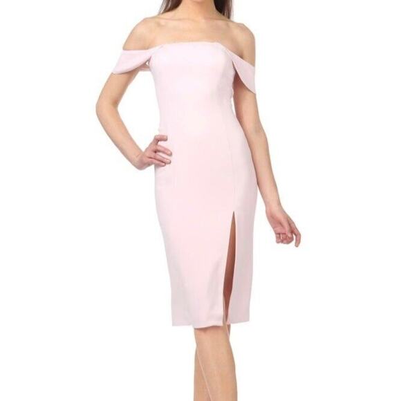 NWT Jay Godfrey Dowinie Og Pale Lilac Off the Shoulder Sheath Dress Slit Size 8 - Picture 1 of 10